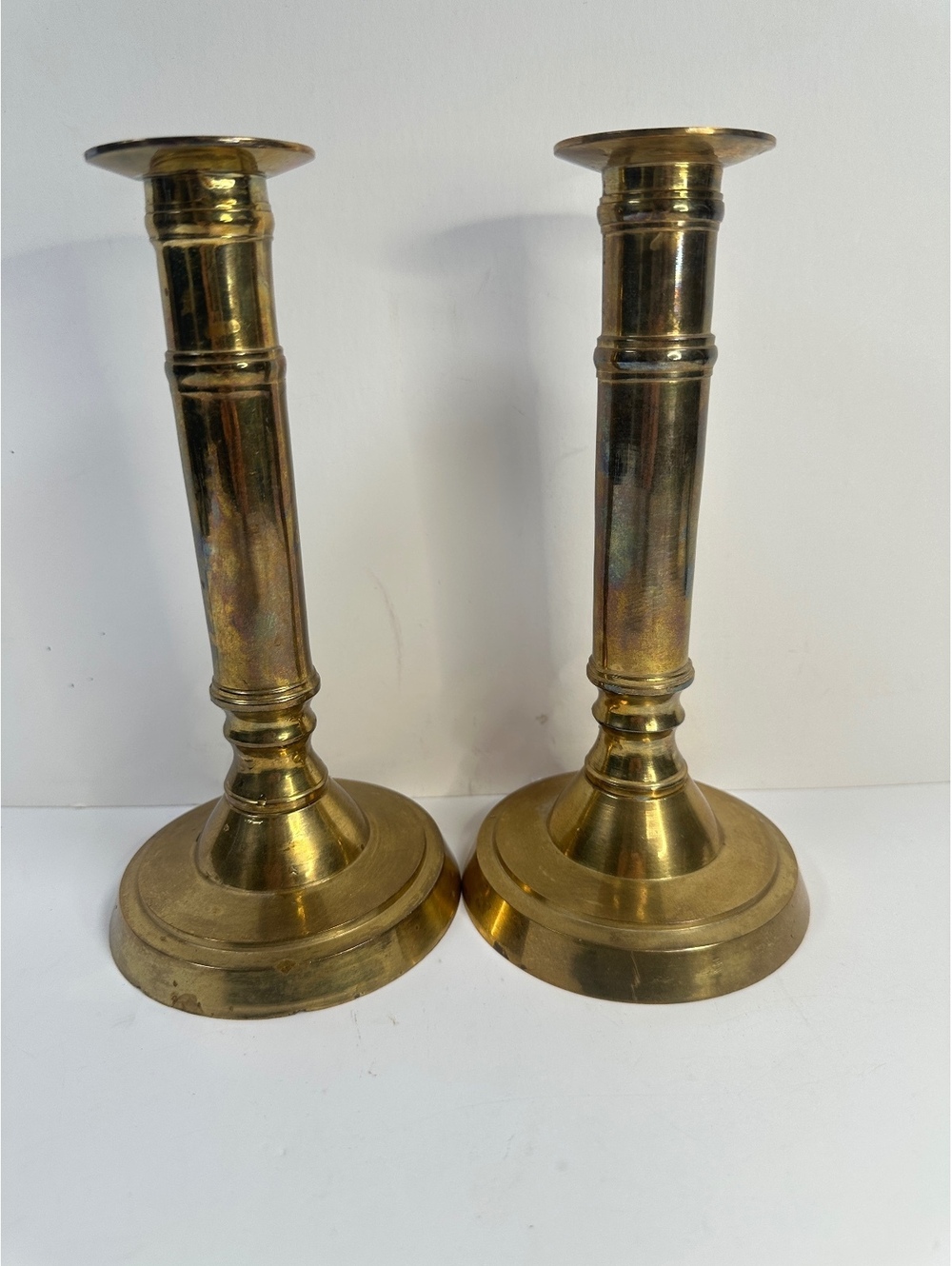 Pair VTG Brass Candlestick Holders 8” Farmhouse Victorian Cottagecore Decor